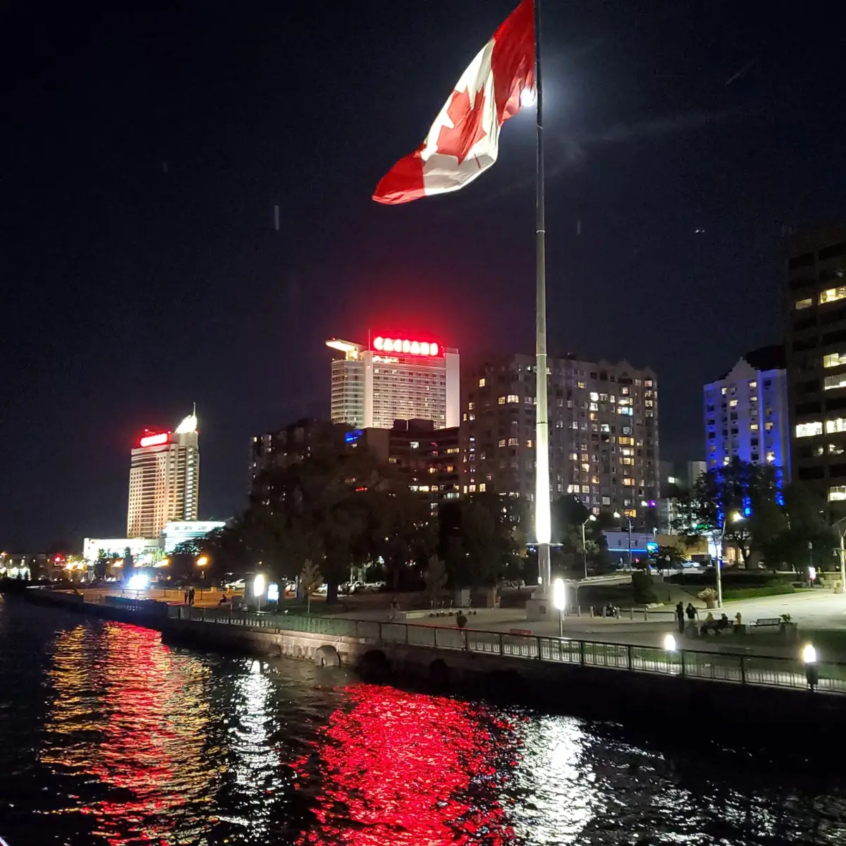 a view of a city at night