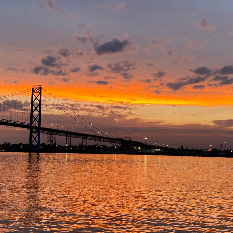 a sunset over a body of water