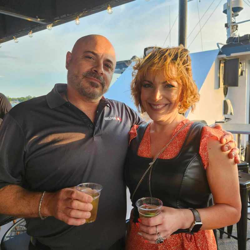 a man and a woman posing for a picture