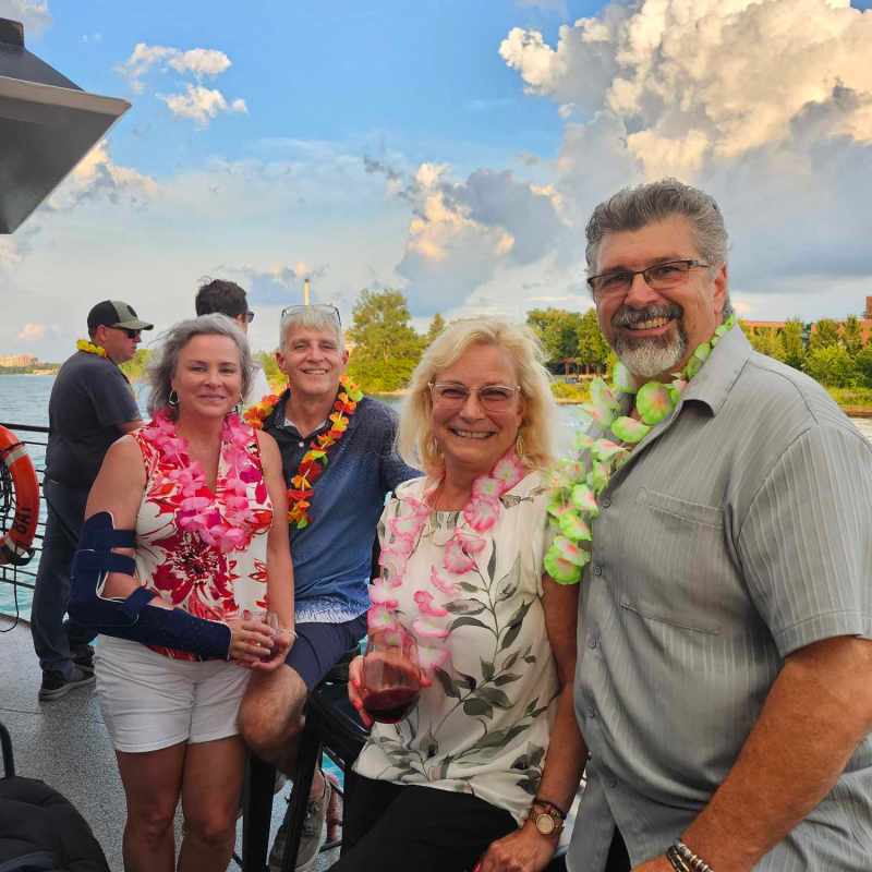 a group of people posing for the camera